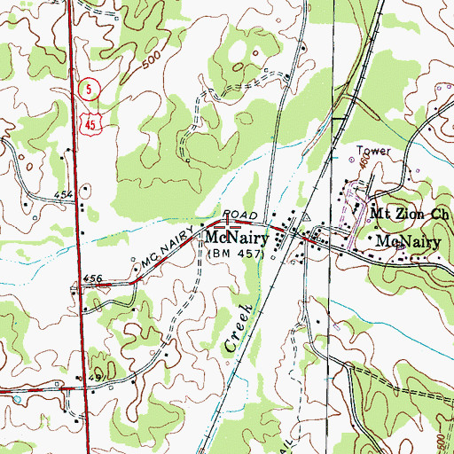Topographic Map of McNairy County Fire Department Station 11 McNairy Fire Department, TN