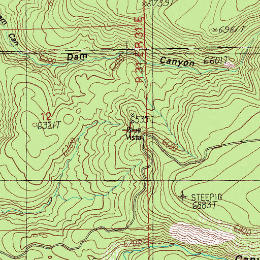 Topographic Map of Blue Vista, AZ