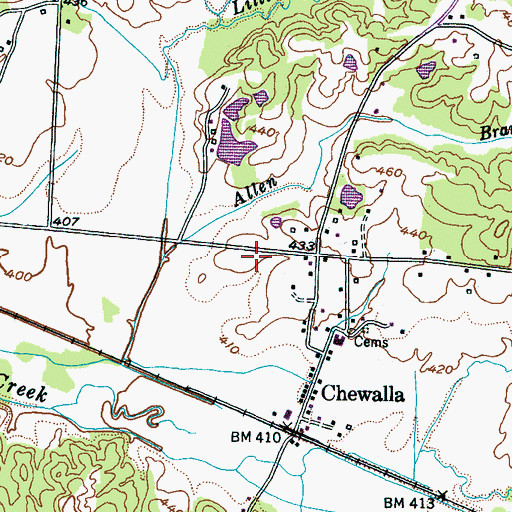 Topographic Map of McNairy County Fire Department Station 31 Chewalla Fire Department, TN