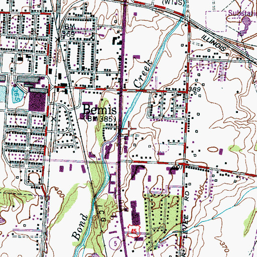 Topographic Map of City of Jackson Fire Department Station 4, TN