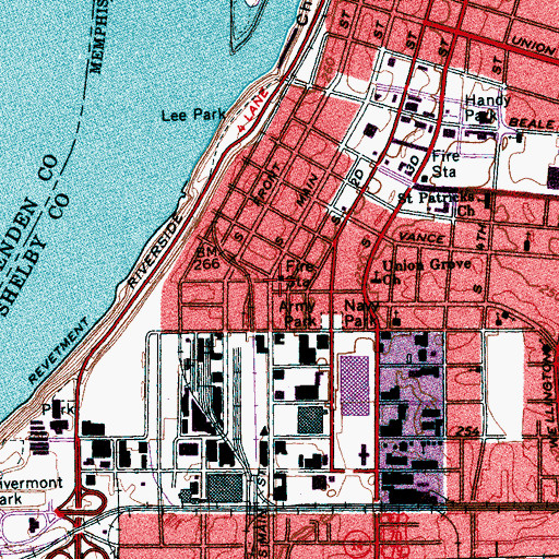 Topographic Map of City of Memphis Division of Fire Station 2, TN