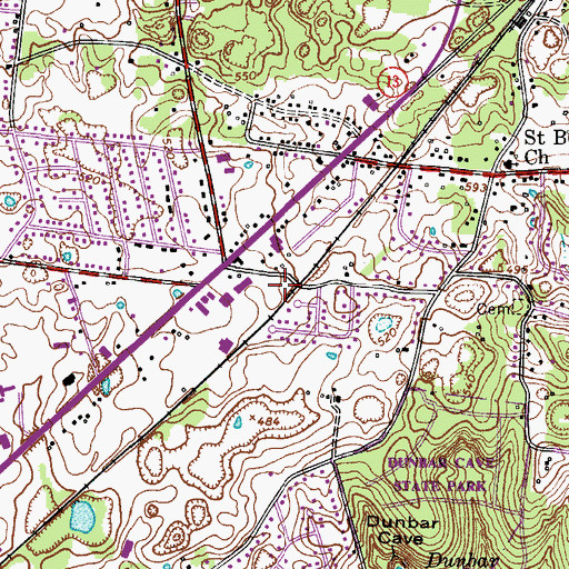 Topographic Map of Clarksville Fire Rescue Station 8, TN