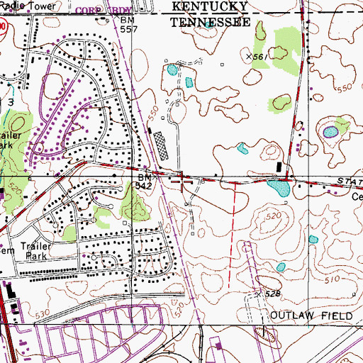 Topographic Map of Clarksville Fire Rescue Station 7, TN