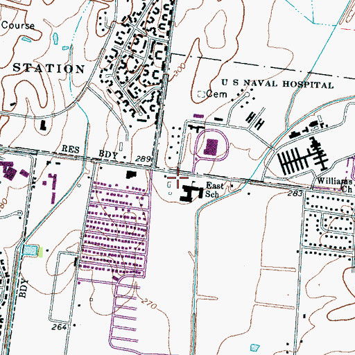 Topographic Map of Millington Fire Department Station 4, TN