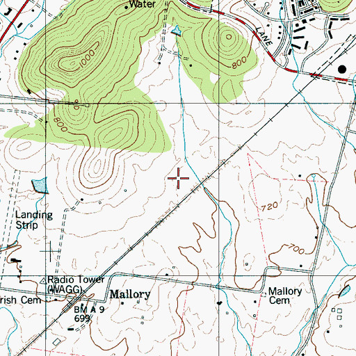 Topographic Map of Brentwood Fire Department Station 3, TN