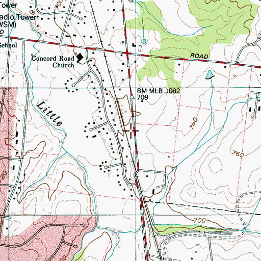 Topographic Map of Brentwood Fire Department Station 2, TN