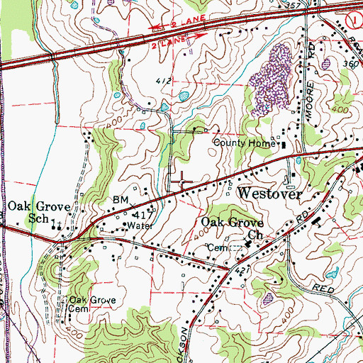 Topographic Map of Madison County Fire Department Station 5, TN