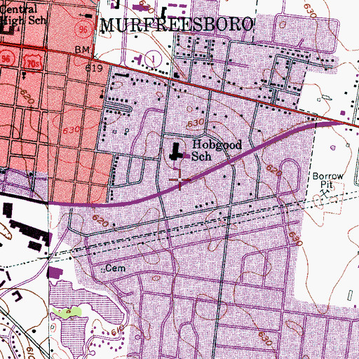 Topographic Map of Murfreesboro Fire Department Station 3, TN