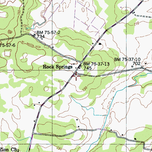 Topographic Map of Rockvale Volunteer Fire Department Station 2, TN