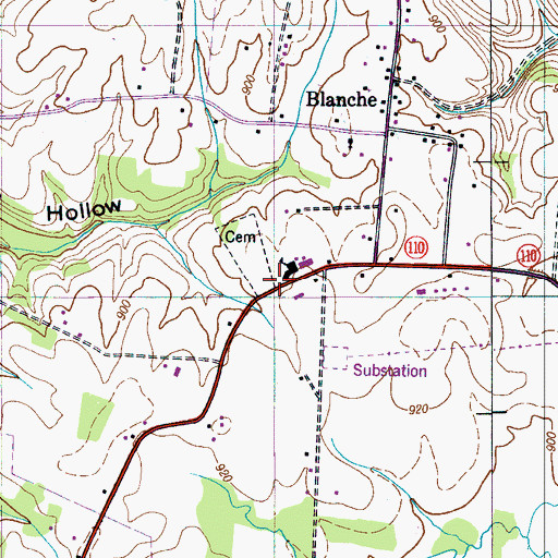 Topographic Map of Blanche Volunteer Fire Rescue, TN