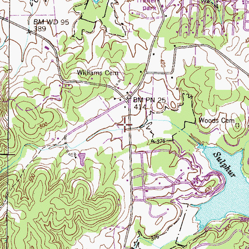 Topographic Map of Paris Landing Fire Department Station 3, TN