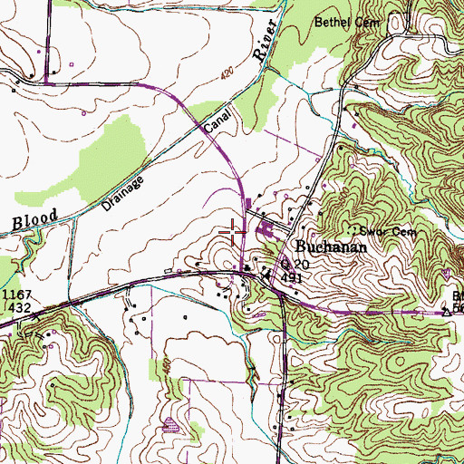Topographic Map of Paris Landing Fire Department Station 2, TN