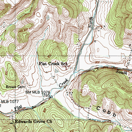 Topographic Map of Bethesda / Flat Creek Volunteer Fire Department Station 2, TN