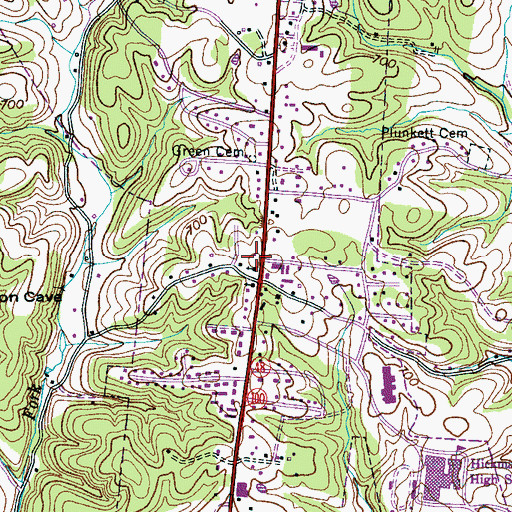 Topographic Map of Centerville Volunteer Fire Department Station 2, TN