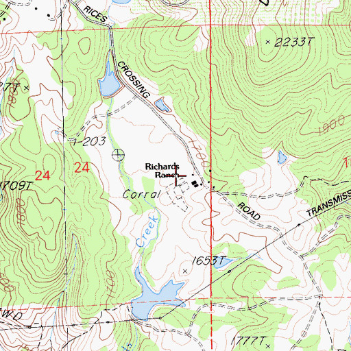 Topographic Map of Richards Ranch, CA