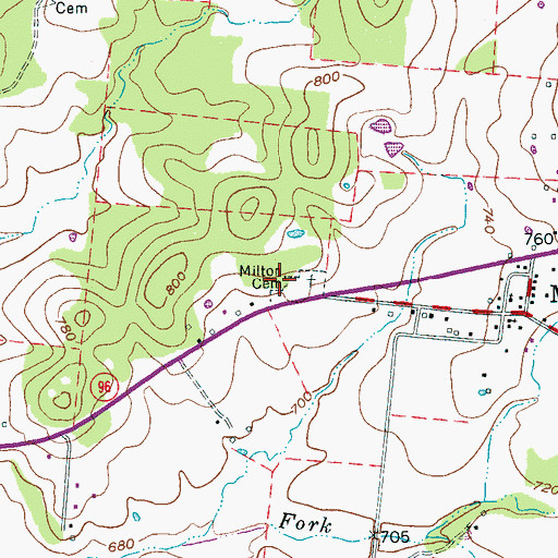 Topographic Map of Lascassas Volunteer Fire Department Substation, TN