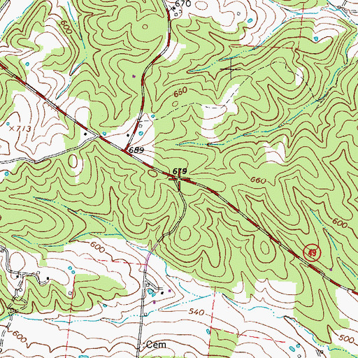 Topographic Map of Houston County Fire Department Erin Station, TN