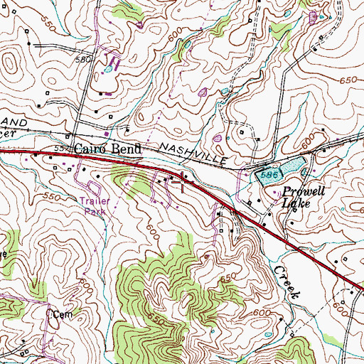 Topographic Map of Lebanon Fire Department Station 3, TN