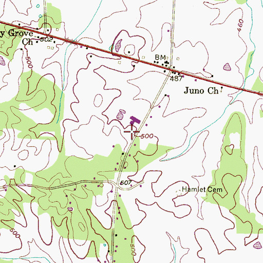 Topographic Map of Henderson County Fire Department Station 1, TN