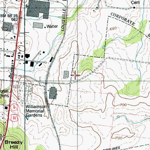 Topographic Map of Franklin Fire Department Station 5, TN