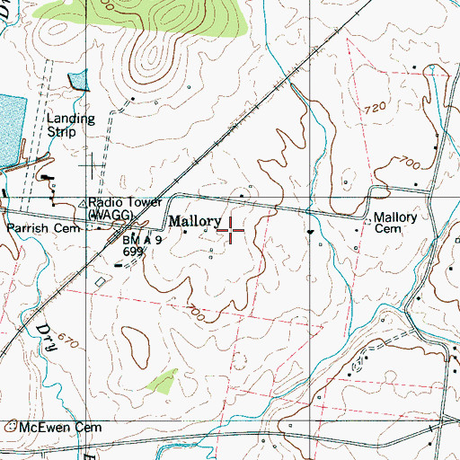 Topographic Map of Franklin Fire Department Station 3, TN