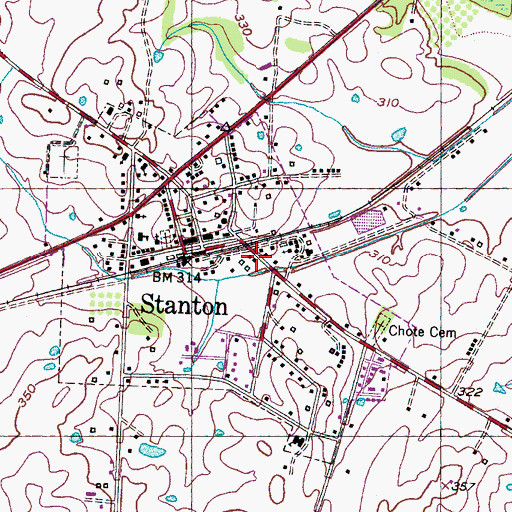 Topographic Map of Stanton Fire Department, TN
