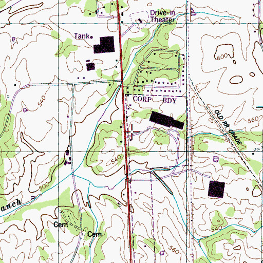 Topographic Map of Lexington Fire Department Station 2, TN