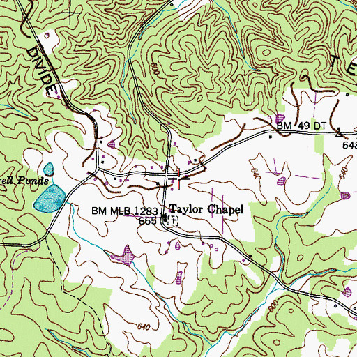 Topographic Map of Stewart County Volunteer Fire Service Station 4 Taylors Chapel, TN