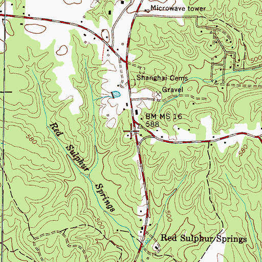 Topographic Map of Hardin County Fire Department / Emergency Management District 3 Station 3, TN