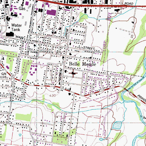 Topographic Map of Hardin County Fire Department / Emergency Management District 12 Station 1 Main Station, TN