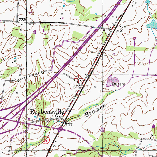 Topographic Map of Orlinda Volunteer Fire Department Station 2, TN