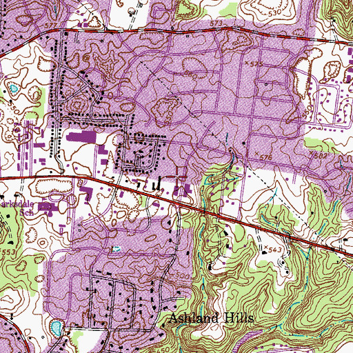 Topographic Map of Clarksville Fire Rescue Station 3, TN