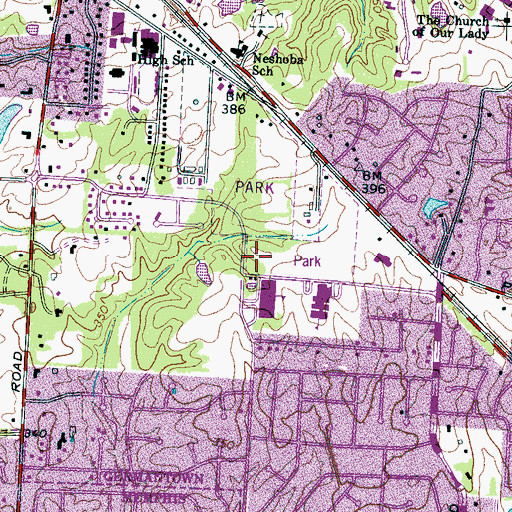Topographic Map of Germantown Fire Department Station 1, TN