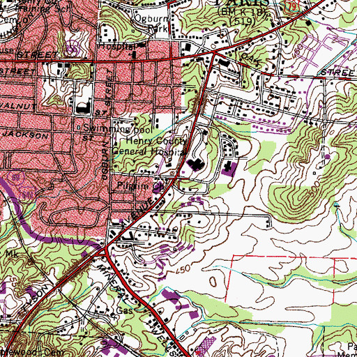 Topographic Map of Paris Fire Department Station 2, TN