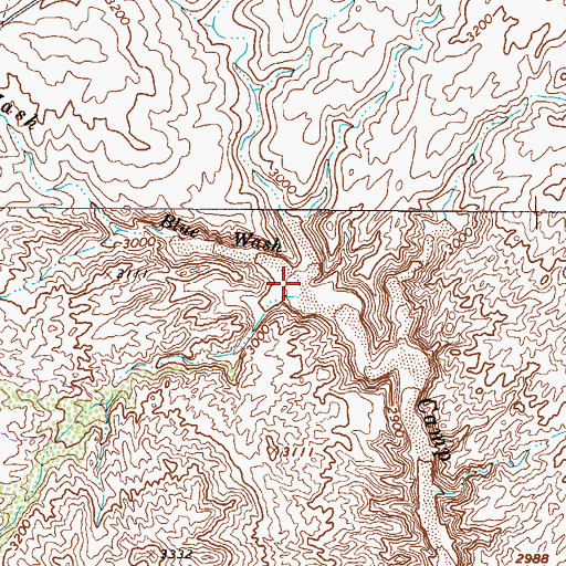 Topographic Map of Blue Wash, AZ