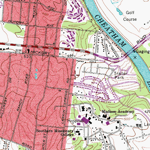 Topographic Map of Nashville Fire Department Station 38, TN