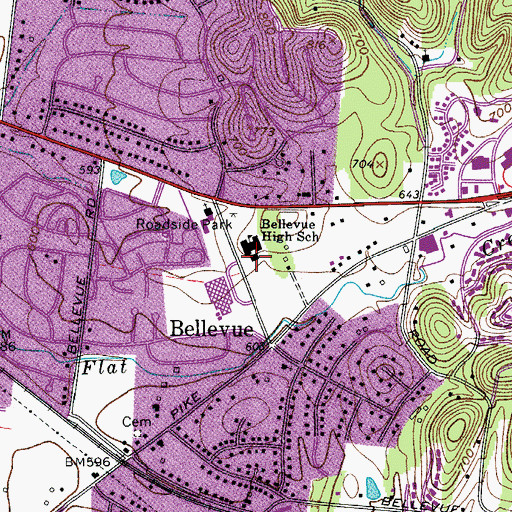 Topographic Map of Nashville Fire Department Station 37, TN