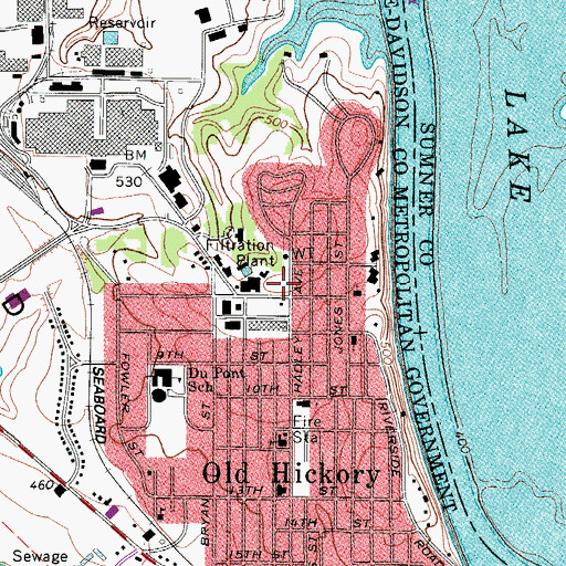 Topographic Map of Nashville Fire Department Station 36, TN