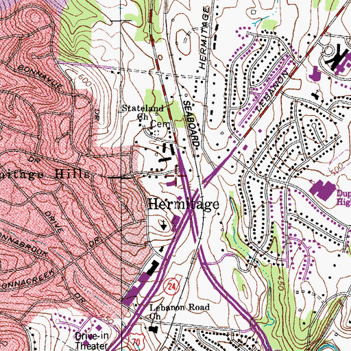 Topographic Map of Nashville Fire Department Station 32, TN