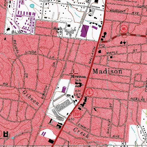 Topographic Map of Nashville Fire Department Station 31, TN