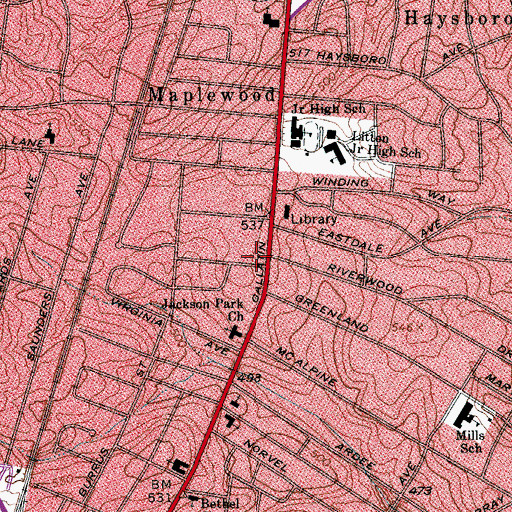 Topographic Map of Nashville Fire Department Station 29, TN