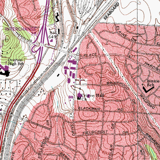 Topographic Map of Nashville Fire Department Station 27, TN