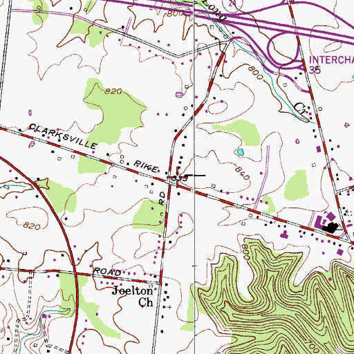 Topographic Map of Nashville Fire Department Station 30, TN