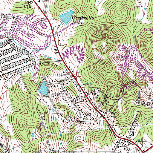Topographic Map of Nashville Fire Department Station 25, TN
