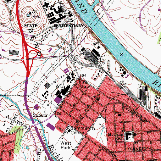 Topographic Map of Nashville Fire Department Station 23, TN