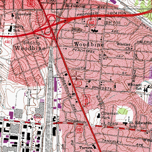 Topographic Map of Nashville Fire Department Station 21, TN