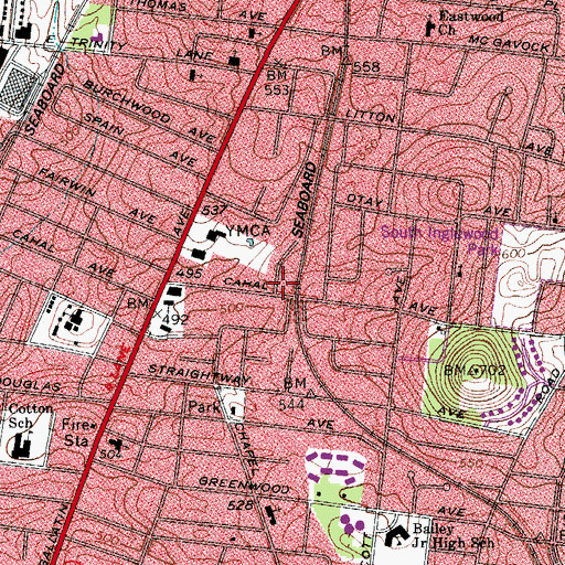 Topographic Map of Nashville Fire Department Station 18, TN