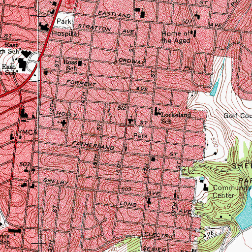 Topographic Map of Nashville Fire Department Station 14, TN