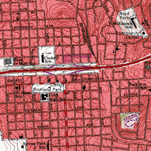 Topographic Map of Nashville Fire Department Station 13, TN