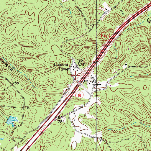 Topographic Map of Kingston Springs Fire Department Station 3, TN